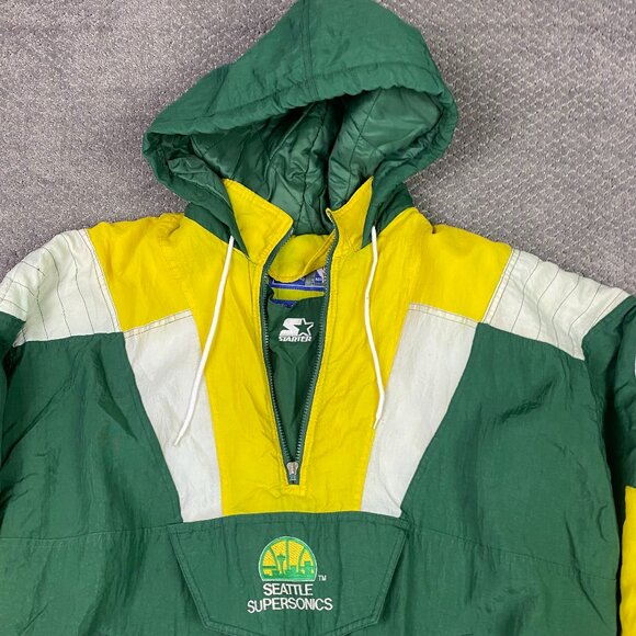 Vintage 90s Starter Seattle Supersonics Jacket Men's XL Pullover Puffer Parka - Picture 3 of 13